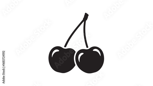 Vibrant cherry illustration with red green and blue accents