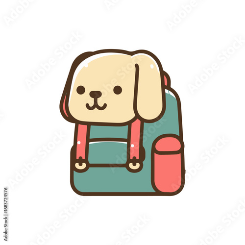 Cute cartoon dog backpack with playful expression, ideal for children's school supplies or travel