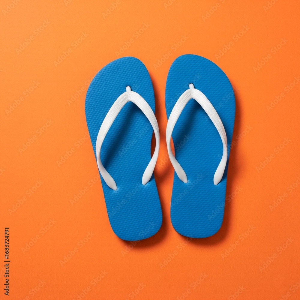 Fototapeta premium flip flops isolated on orange background 