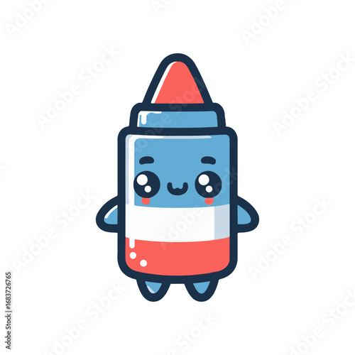 Cute cartoon illustration of a smiling glue bottle character with a playful design