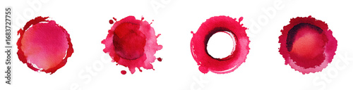 Wine glass stains PNG set, red wine circle marks, splash textures, isolated on transparent background, png