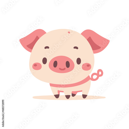 Cute cartoon pig standing on a light background, showcasing its playful demeanor and charm