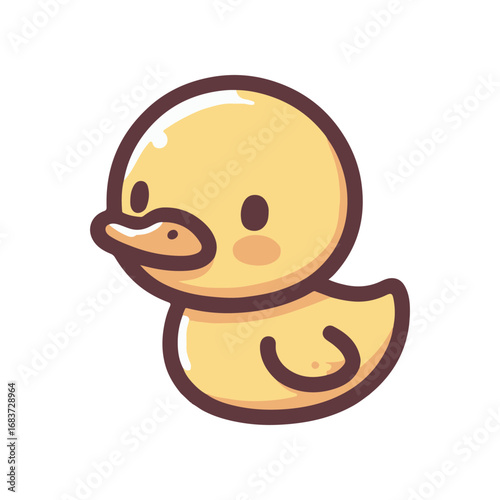 Cute cartoon rubber ducky character with a cheerful expression, suitable for children's products