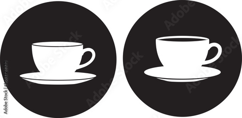 Two coffee cups silhouette isolated on white background