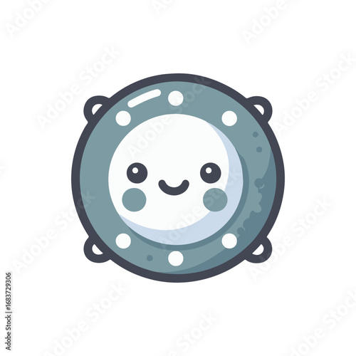 Cute cartoon tambourine character with a smiling face, set against a simple white background