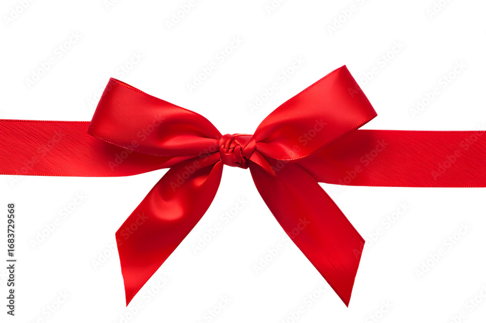 Fototapeta premium Red bow, isolated on transparent background.