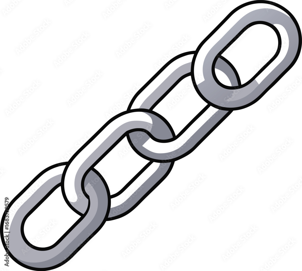 Obraz premium Shiny silver chain link loop vector illustration scalable eps graphic transparent background