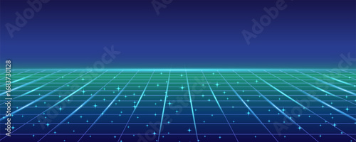 Press Start Retro Video Game Background. Abstract grid background for retro digital video game screen.