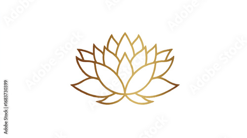 Elegant golden lotus flower illustration on white background symbolizes purity enlightenment and spiritual awakening perfect for design projects