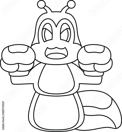Caterpillar Boxer Boxing gloves Boxing Animal VectorGraphic Art Illustration
