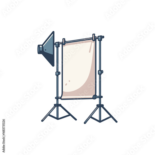 Photography setup featuring a backdrop and lighting equipment in a studio environment