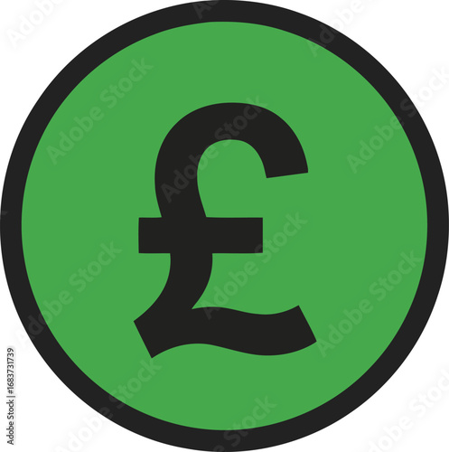 Green pound sterling symbol coin success money finance investment currency vector
