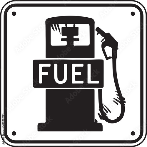 Black and White Icon of a Fuel Pump with the Word FUEL