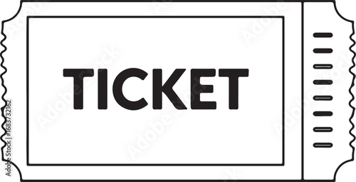 Black And White Simple Line Art Illustration Of A Ticket With The Word Ticket admission entry