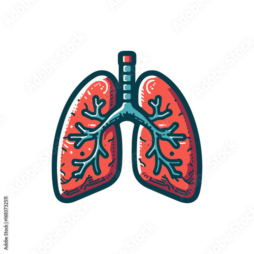 Vibrant illustration of human lungs showcasing detailed bronchi and alveoli, ideal for educational use