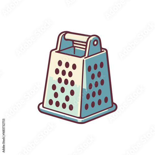 Vintage-style kitchen grater with a rustic design, isolated on a white background, ideal for culinary use