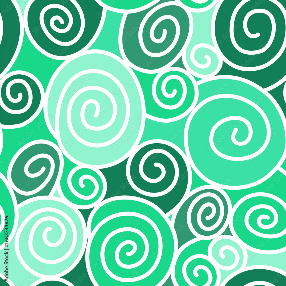 Obraz premium Green doodles. Monochromatic seamless pattern of doodles. Ideal for women's and children's fabrics, home decor or gift items. Vector background.