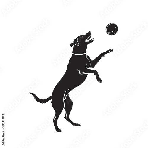 Playful Dog Silhouette A Vector Illustration