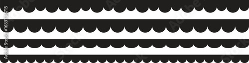 scalloped edge border design in black silhouette style. Repeat vintage frill ornament. Perfect for scrapbooking, invitation cards, digital design, decoration, pattern making