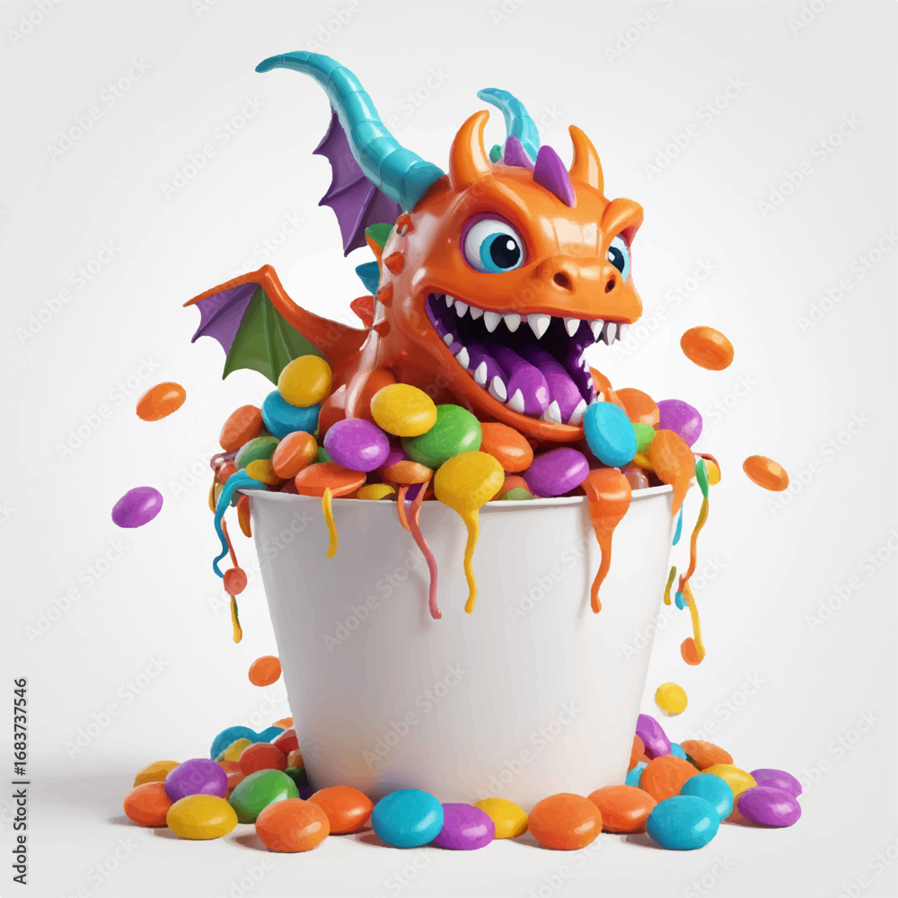 Naklejka premium Spooky Cute Candy Monster | Playful Halloween Treat Holder Design, Adobe Illustrator Artwork