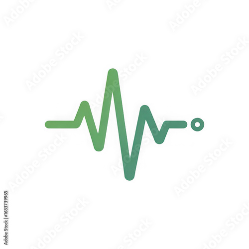 Green and blue gradient heartbeat line graph isolated on transparent background