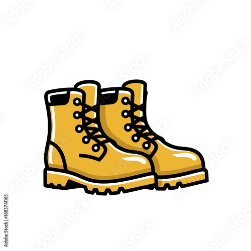 Yellow work boots icon on a transparent background in a contemporary style