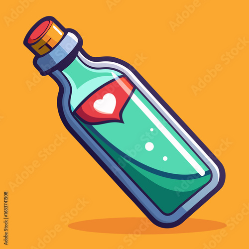 Discover the magic of a vibrant potion bottle illustration, perfect for conveying concepts of love, healing, or enchantment in captivating designs and projects.