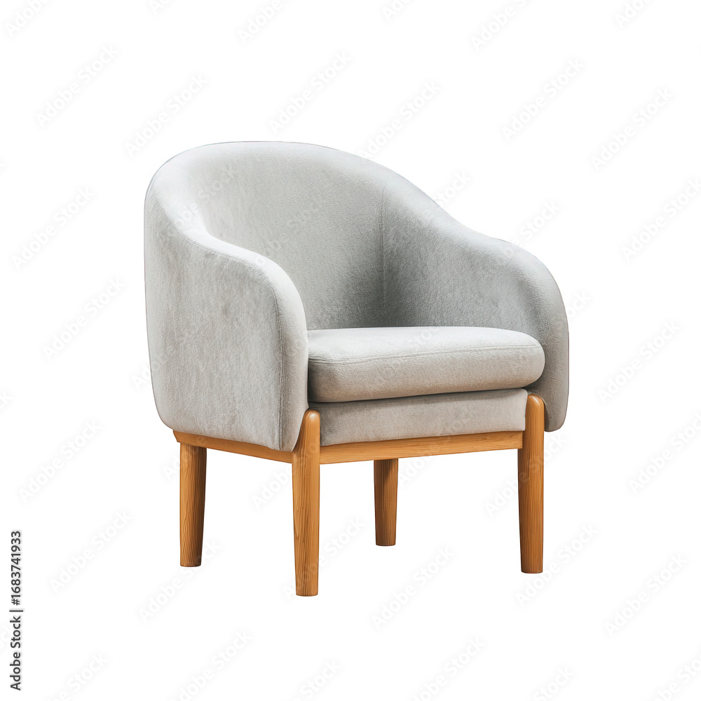 Fototapeta premium Modern grey armchair isolated on transparent background
