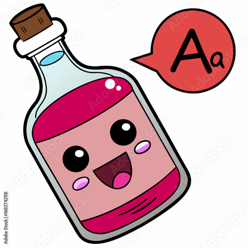 Cute Potion Bottle with 'Aa' Language Symbol