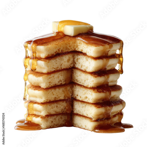 Wallpaper Mural Stack of golden brown pancakes, drizzled with syrup, with a pat of butter on top.  A section is cut away to reveal the layers Torontodigital.ca
