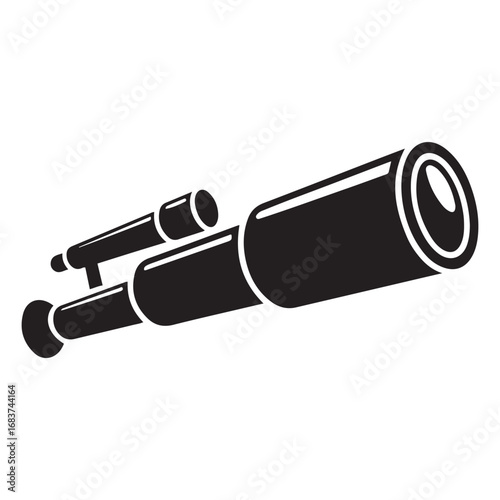 Telescope icon. Vector concept illustration for design. Vector black silhouette. with white background