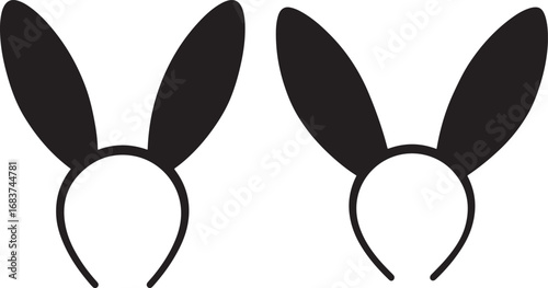 Black bunny ears silhouette isolated on white background