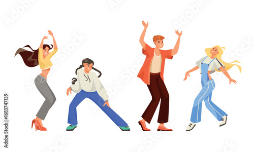 Dancing Friends Experiencing Joyful Energy and Expressive Movement In Action Together