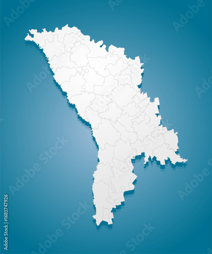 Creative map country Moldova divided on regions