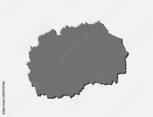 Abstract map North Macedonia, parallel grey lines