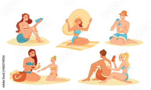Enjoying Summer Fun at the Beach Scenes of Relaxation, Sunbathing, and Happiness with Friends