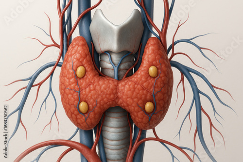 Thyroid Gland Anatomy Illustration: Human Endocrine System Detail [Illustration]