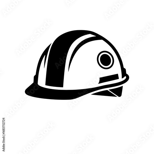 Black construction helmet icon on a transparent background in a minimalist style