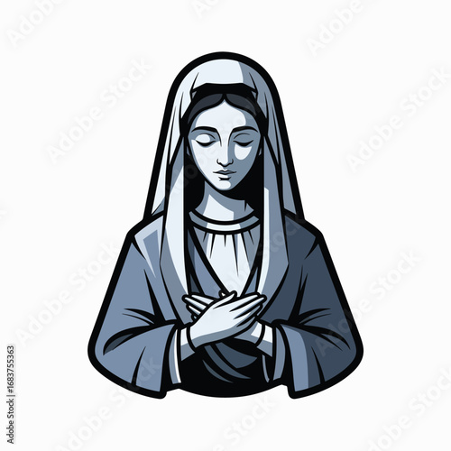Devotional Portrait of the Blessed Virgin Mary in Prayerful Contemplation