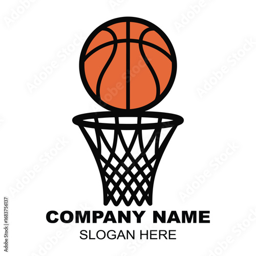 Basketball Hoop and Ball Sport Fitness Logo Design for Company