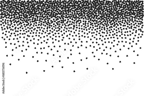 Black dots cascading downwards on a white background