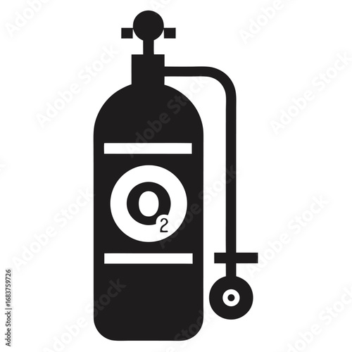 Oxygen Cylinder Icon – Medical O2 Tank Symbol for Healthcare, Emergency, and Hospital Vector Illustration