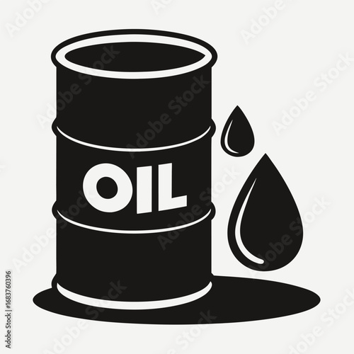 Oil Barrel Icon with Oil Drop Vector Illustration - Petroleum, Fuel, Energy Symbol