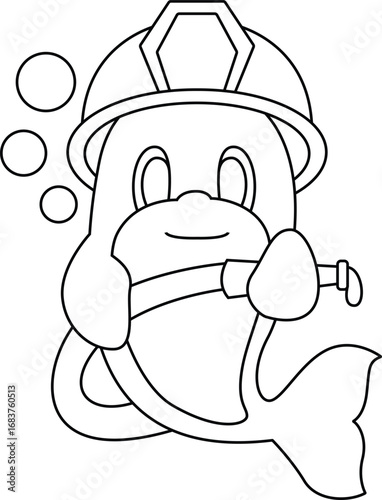 Dolphin Firefighter Fire hose Fire department AnimalVector Graphic Art Illustrtion