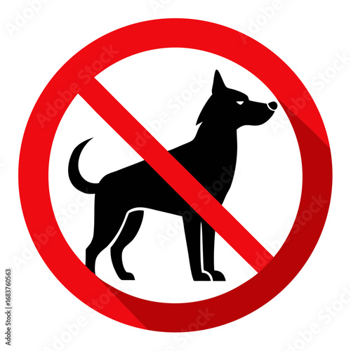 No Dogs Allowed Sign Vector Icon - Pet Prohibition Warning Symbol for Public & Private Property