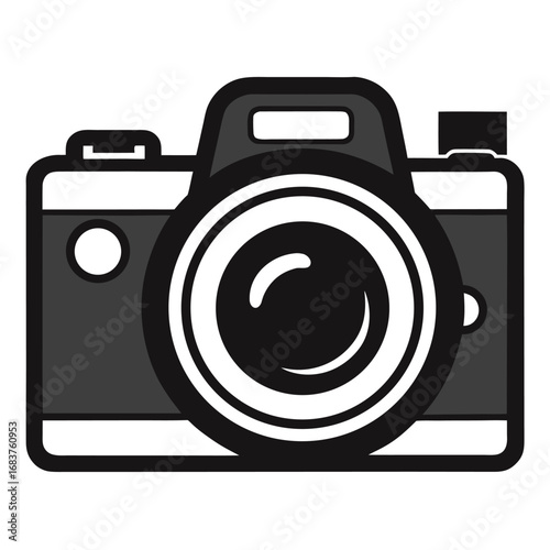 Retro Camera Icon – Classic Photography Line Art Vector Illustration