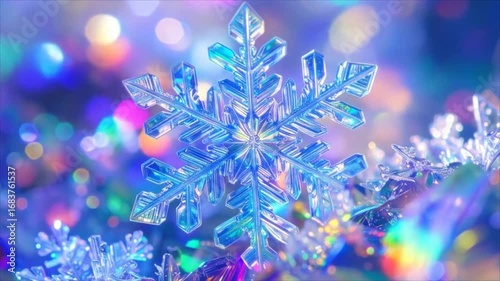 Frozen snowflake decoration closeup
