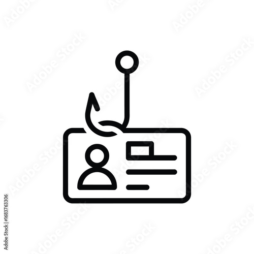 Fishing hook impersonating identity card icon