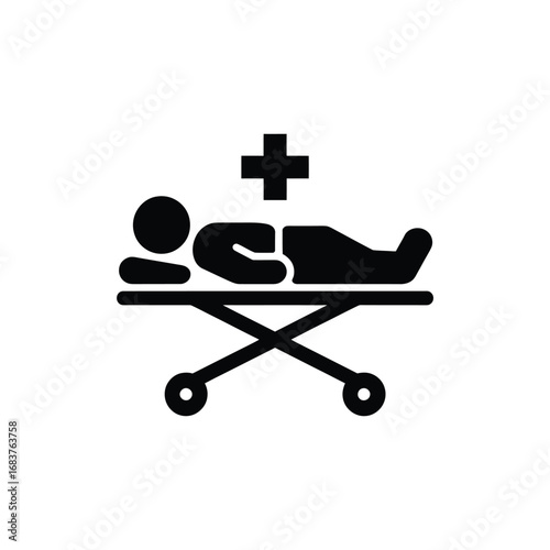 Patient on stretcher with medical cross symbol