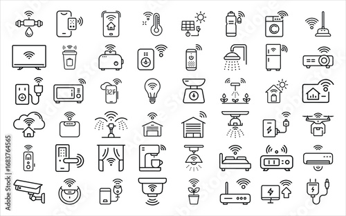 Collection of hand drawn smart home device icons